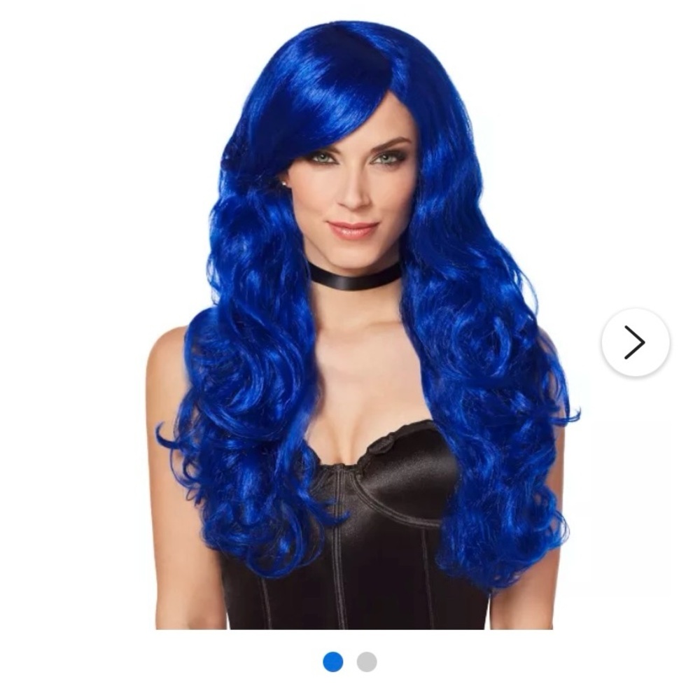 Brand new blue wavy wig with curls